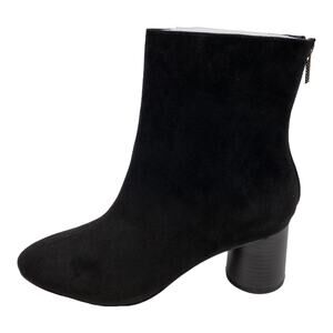 JustFab Mckayla Suede Look Cylinder Block Heel Ankle Boots 10 Women's Black